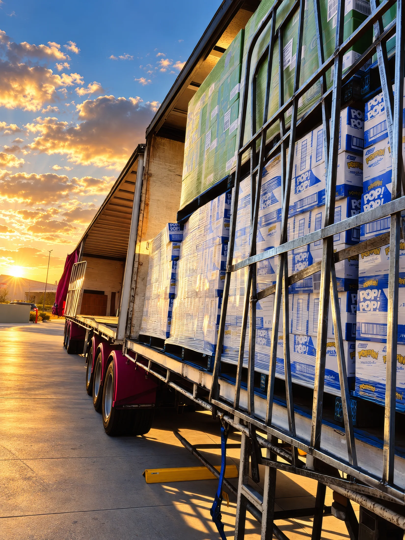 Palletised freight secured in an SBG trailer