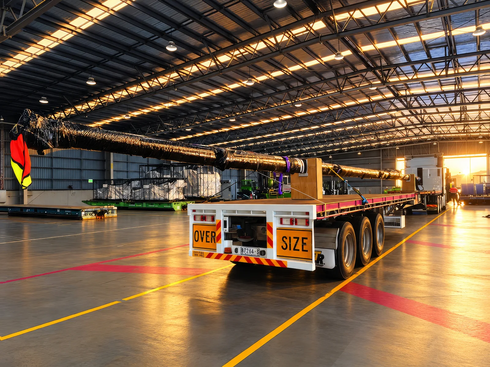 Capability for complex project loads. SBG company photograph with golden-hour treatment.